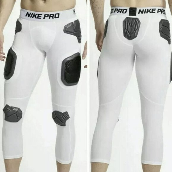 Nike Pro Hyperstrong Padded Hard Plate Football 3/4 Tight Pants AO6231-100 - Picture 6 of 9
